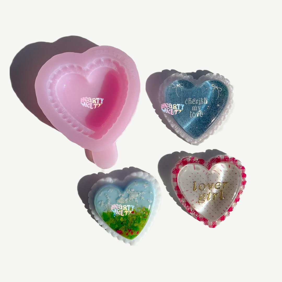 PUFFY HEART LACE SILICONE MOLD