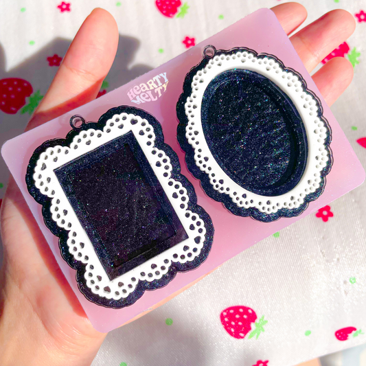 Medium Lace Frame Silicone Mold (Oval and Rectangle)