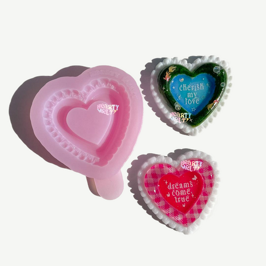 BUBBLE HEART LACE SILICONE MOLD