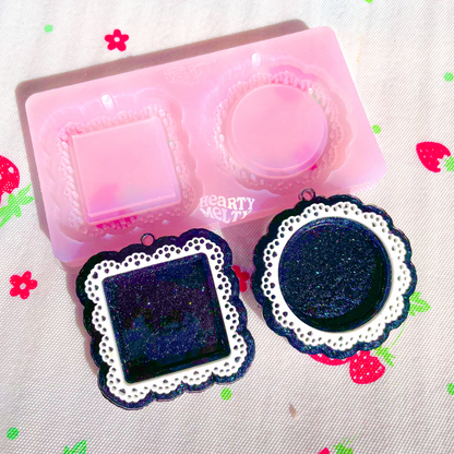 Lace Frame Silicone Mold (Medium and Small) + Mirror Set