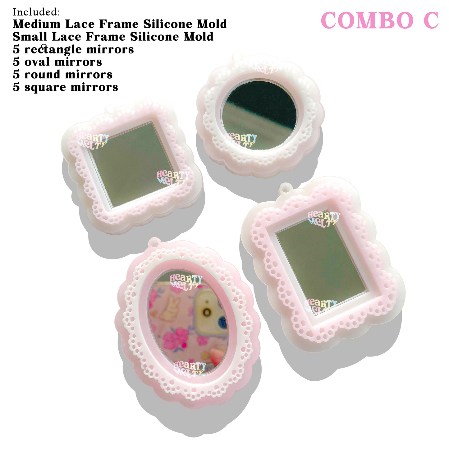 Lace Frame Silicone Mold (Medium and Small) + Mirror Set