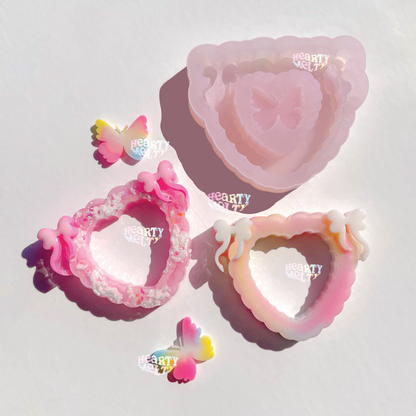 Coquette Heartfelt Ribbon + Little Butterfly Silicone Mold