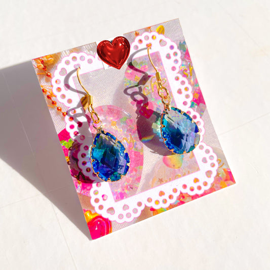 Earrings (Ocean Green Blue Gem)