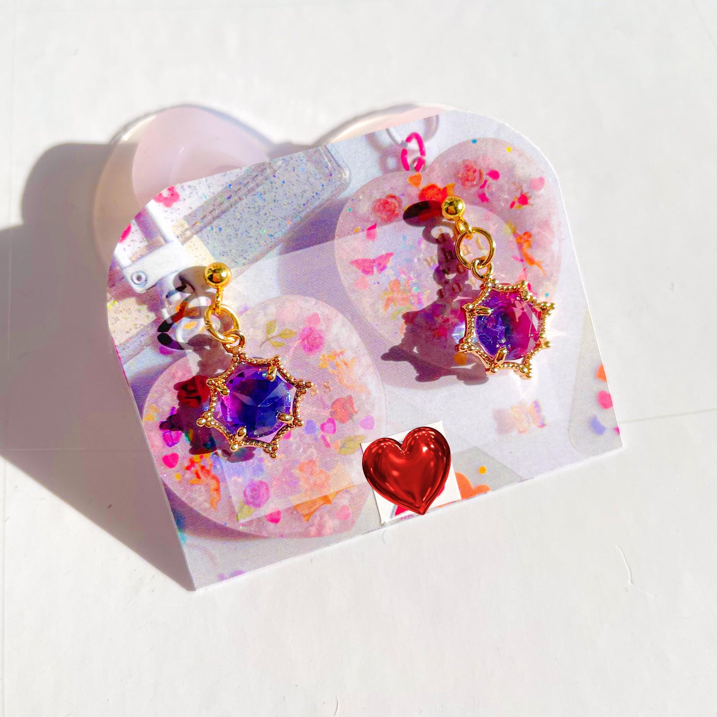 Earrings (Pink Purple Gem)