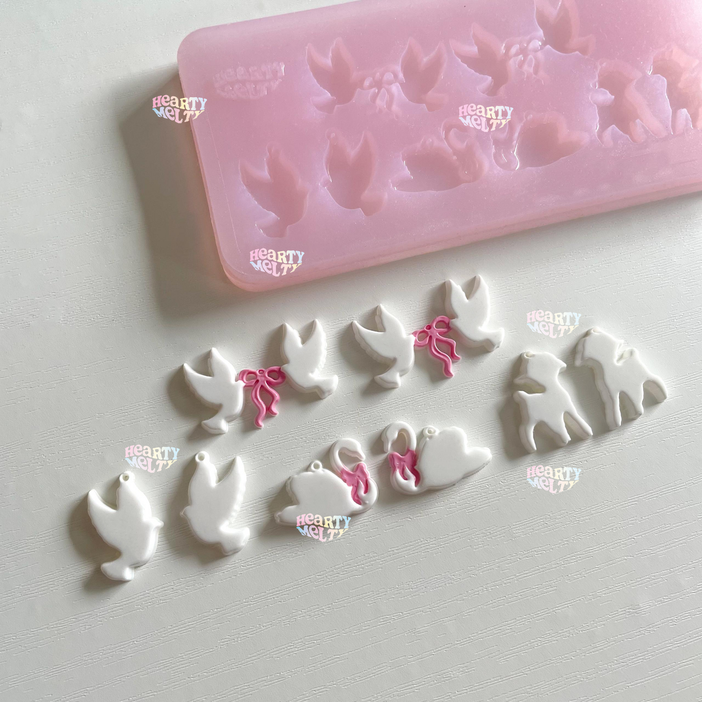 Nature's Romance Accessories Silicone Mold (Swan, Birds, Bambi, Ribbon) | Earrings, Necklaces, Tiny Charms Accessories