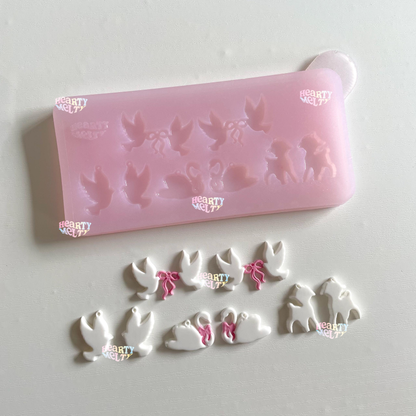 Nature's Romance Accessories Silicone Mold (Swan, Birds, Bambi, Ribbon) | Earrings, Necklaces, Tiny Charms Accessories