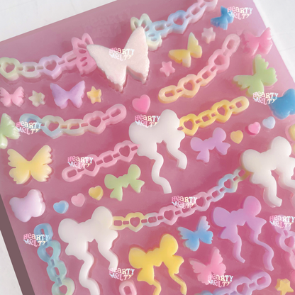 Eternal Flutter: Ribbon, Butterfly, Chain, Heart, Star Bits Silicone Mold