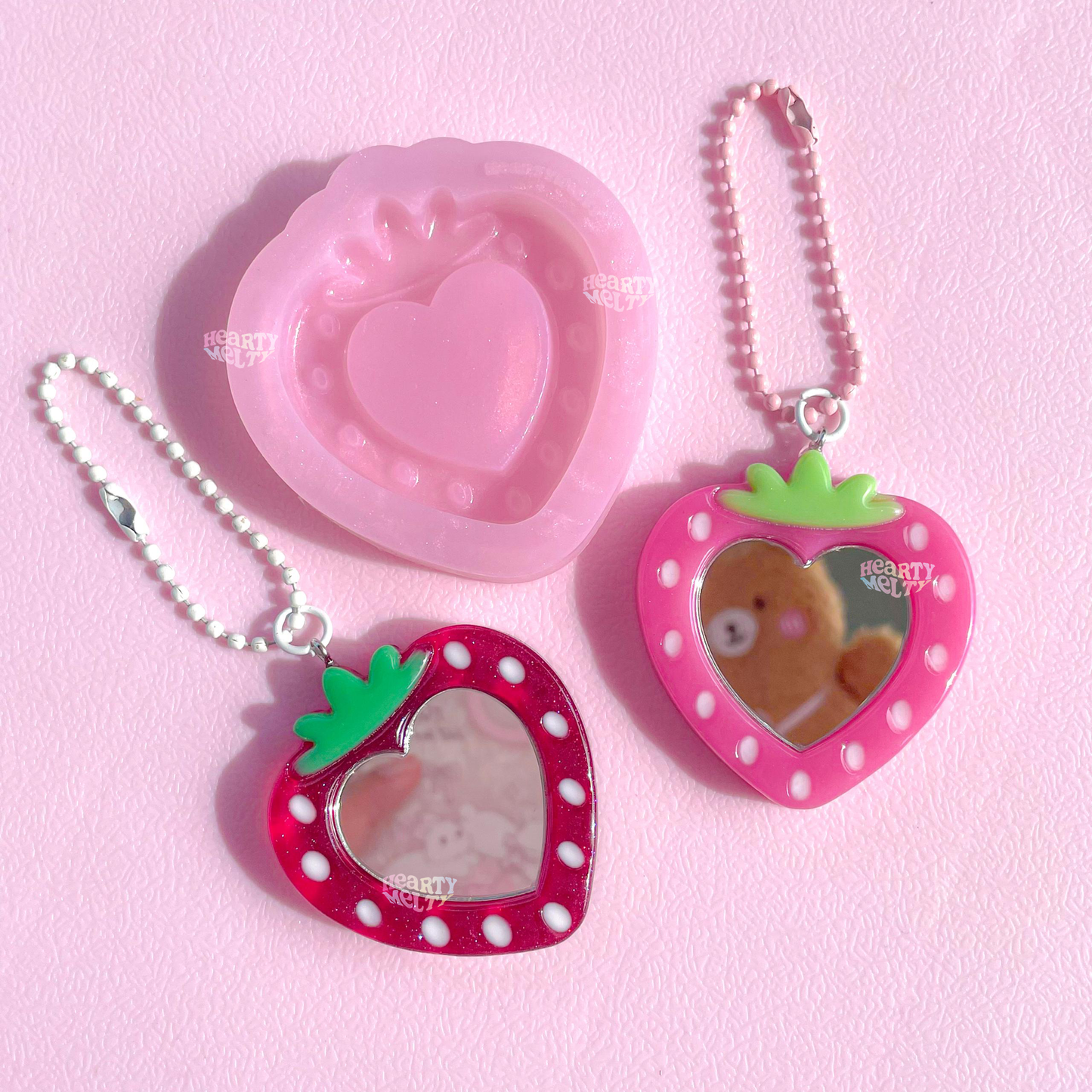 Heart Strawberry Silicone Mold + Mirror