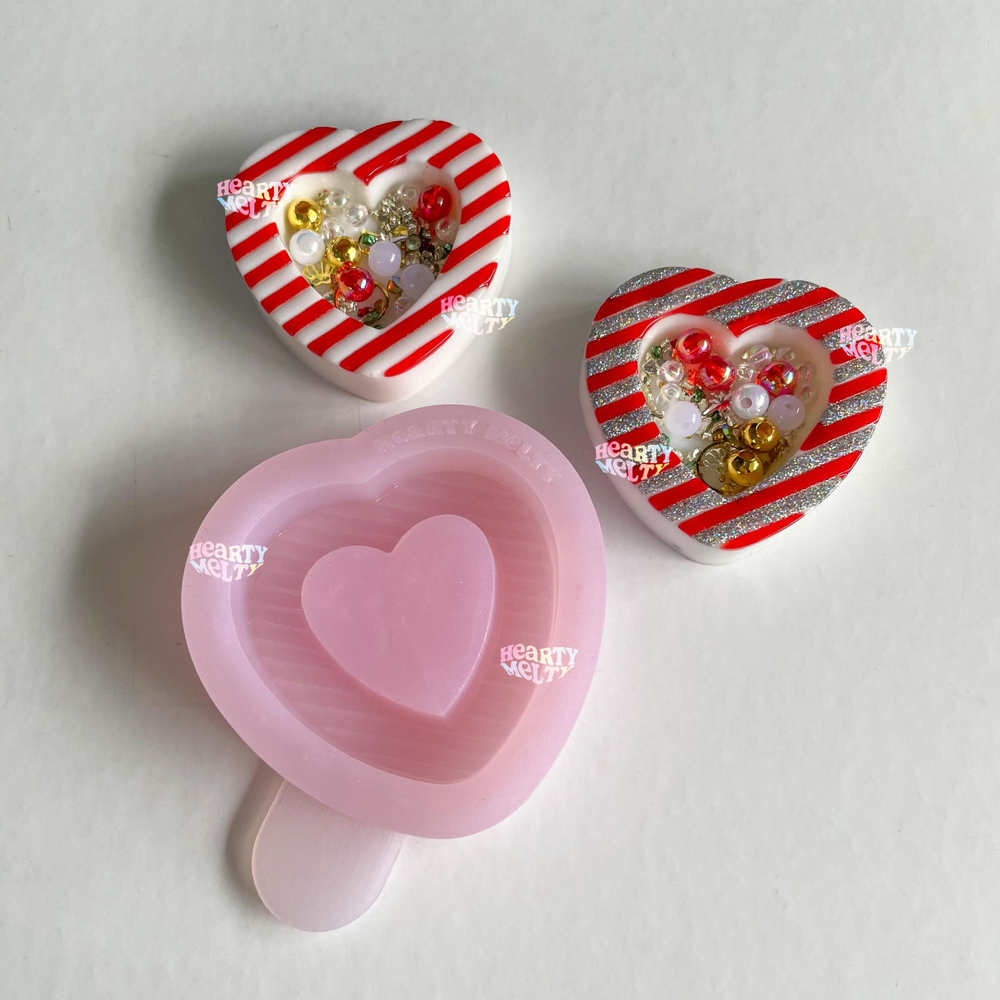 Striped Heartshaker Candy Cane Silicone Mold