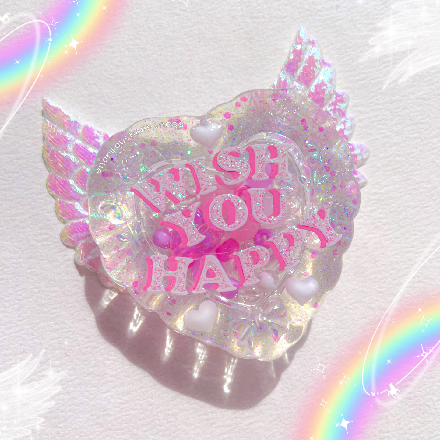 Heartshaker 'Wish You Happy' (Normal/Dry Shaker Keychain) + Holographic Fairy Wings