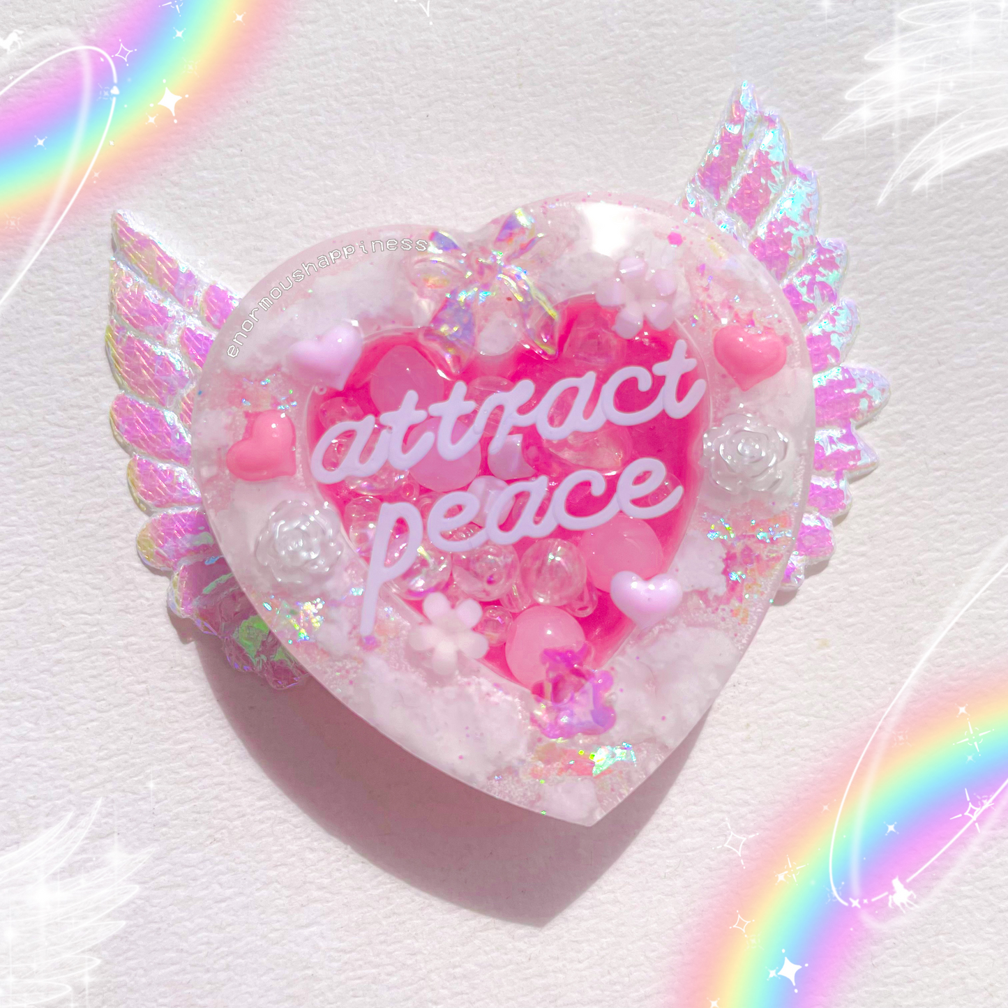 Heartshaker 'Attract Peace' (Normal/Dry Shaker Keychain) + Holographic Fairy Wings