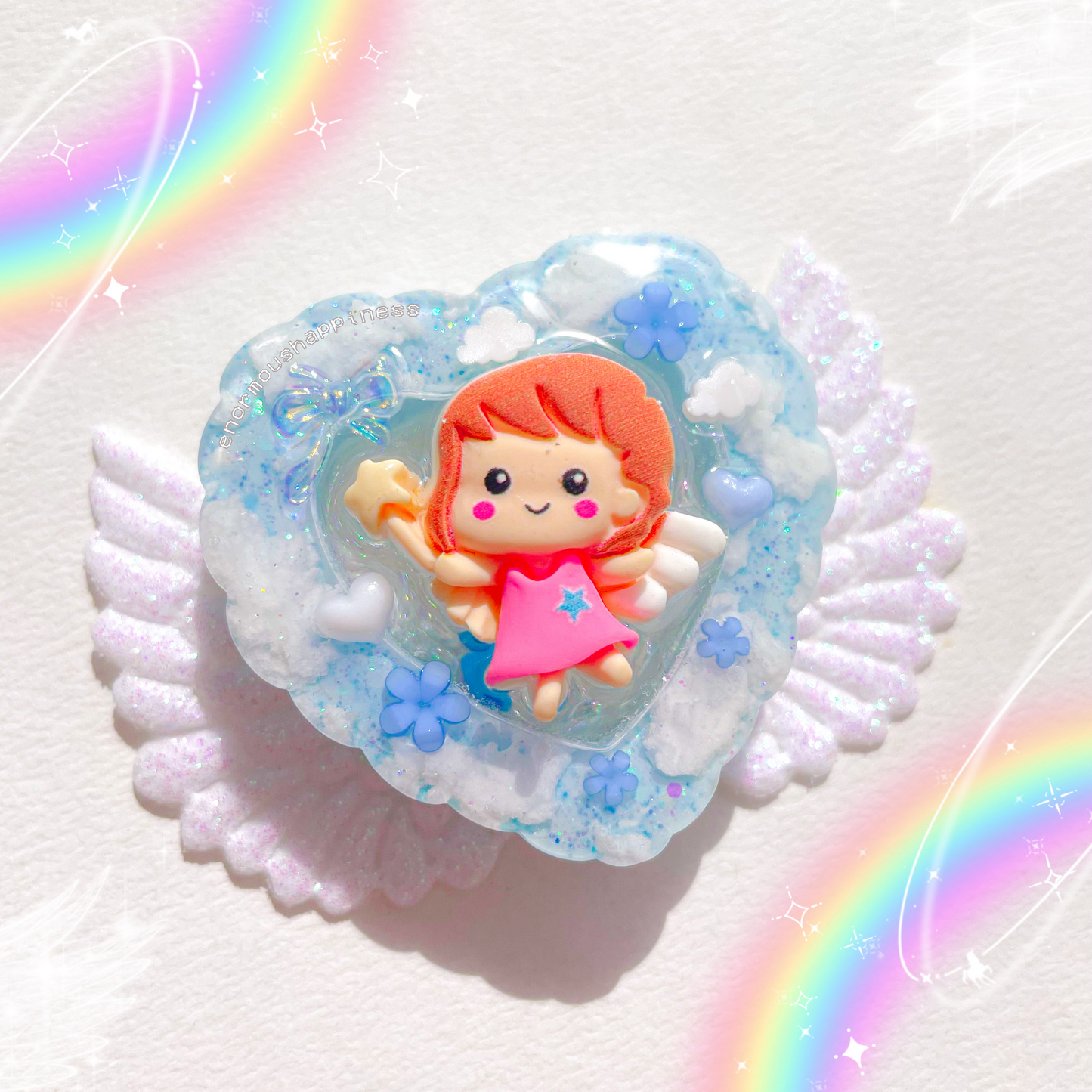 Heartshaker Rosy Fairy (Normal/Dry Shaker Keychain) + Holographic Fairy Wings