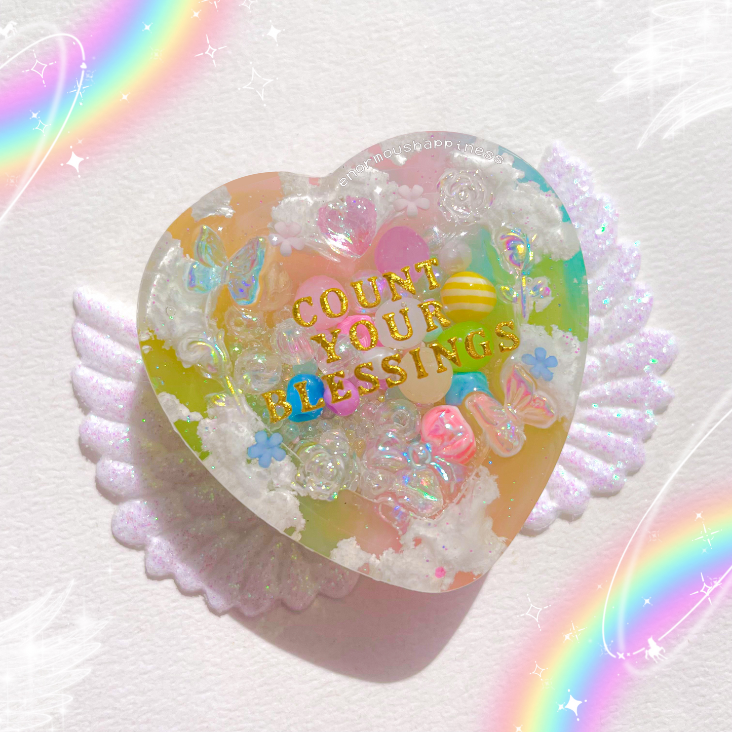 Heartshaker 'Count Your Blessings' (Normal/Dry Shaker Keychain) + Glittered Fairy Wings