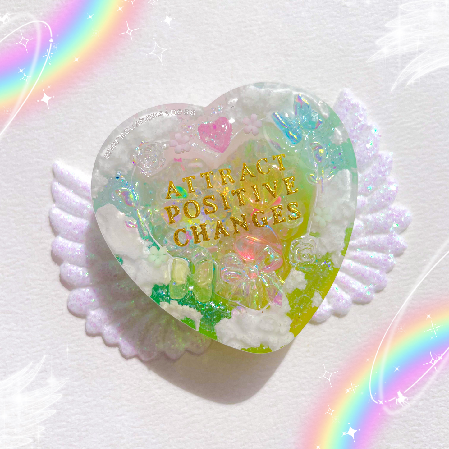 Heartshaker 'Attract Positive Changes' (Normal/Dry Shaker Keychain) + Glittered Fairy Wings