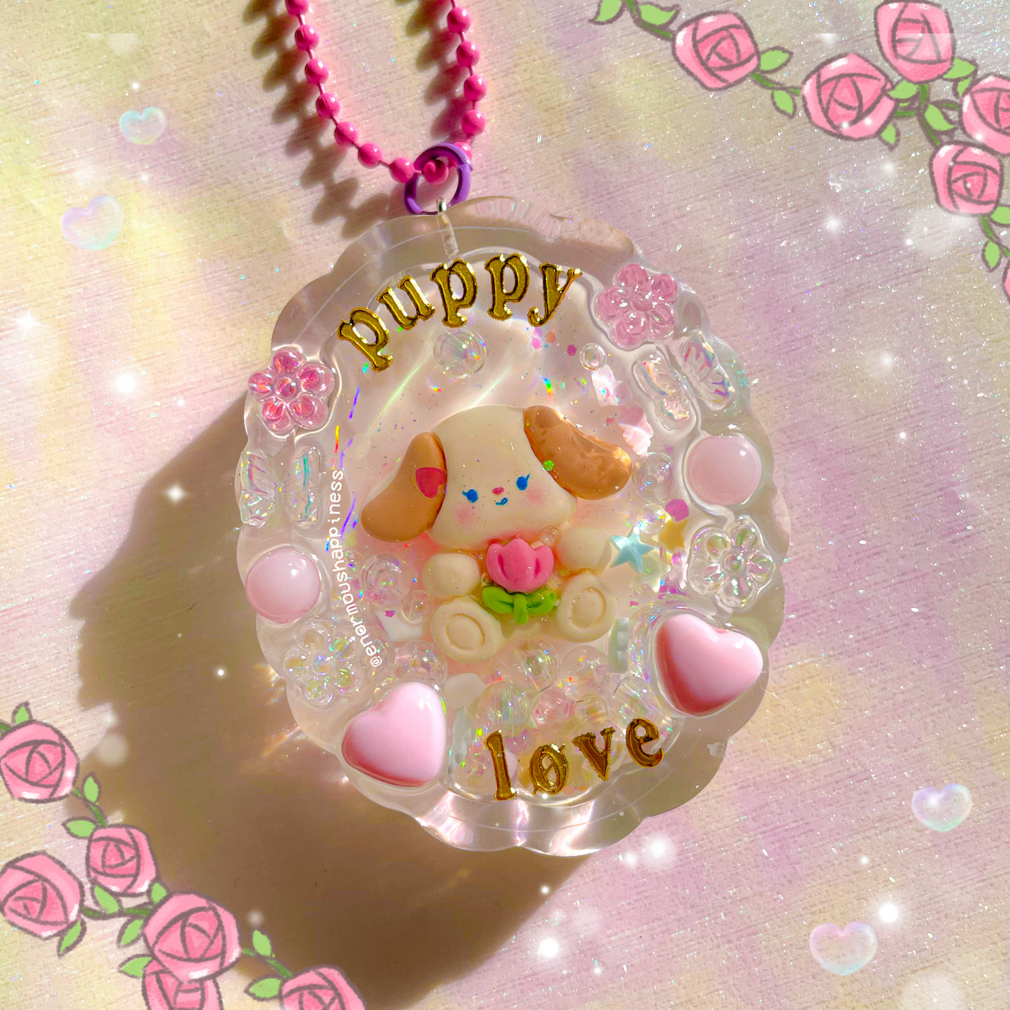 Cloud Frame Shaker 'Puppy Love' (Watershaker Keychain)