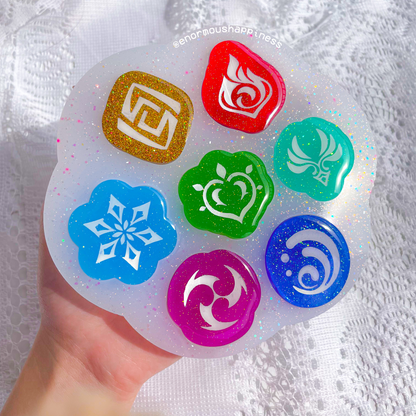 Genshin Impact Element Non-Shaker Silicone Mold - Geo Pyro Hydro Cryo Dendro Anemo Electro